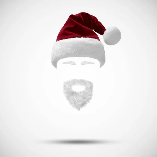 Santa Sombrero Barba Disfraz Feliz Navidad Concepto Tarjeta Felicitación — Foto de Stock