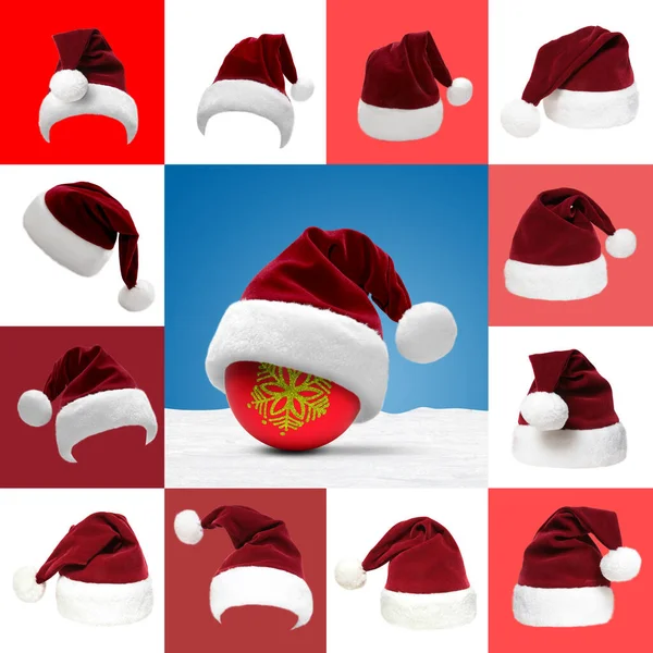 Santa Sombrero Disfraz Feliz Navidad Concepto Tarjeta Felicitación —  Fotos de Stock