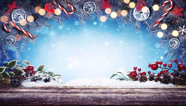 Boldog Karácsonyi Kompozíciót Ünnepi Dekorációval — Stock Fotó