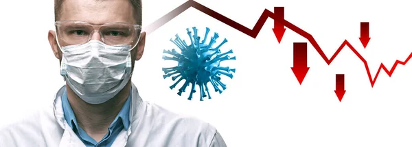 Concepto Economía Mundial Virus Corona Impacto Del Coronavirus Bolsa Valores —  Fotos de Stock