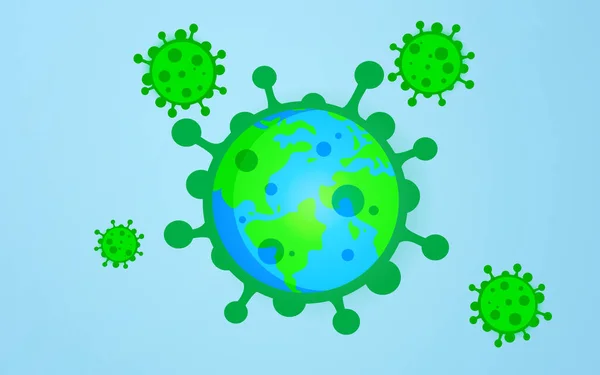 世界経済とコロナウイルスの概念 コロナウイルスの世界への影響 3Dイラスト — ストック写真