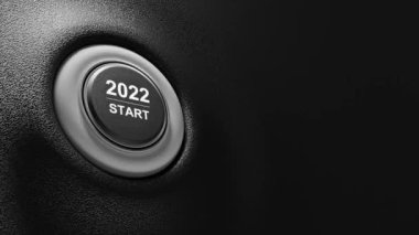 2022 'ye başla. Mutlu yıllar düğmesi. 3B film