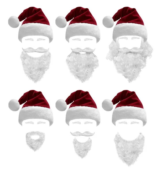 Chapéu Pai Natal Barba Fantasia Feliz Natal Conceito Cartão Saudação — Fotografia de Stock