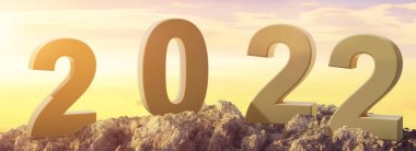 2022 Yeni Yıl Festivali için yaratıcı tasarım konsepti. 3B illüstrasyon