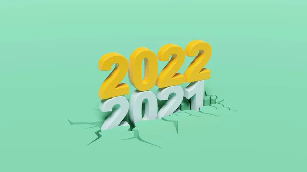 2022年の新しい年祭のための創造的なデザインコンセプト 3Dイラスト — ストック写真
