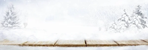 Composição Natal Conceito Inverno Paisagem Neve Natal Ano Novo Fronteira — Fotografia de Stock