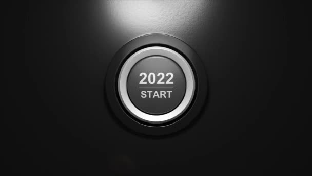 Start 2022 Happy New Year Button Movie — Stock Video