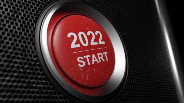 2022年开始新年快乐按钮 3D电影 — 图库视频影像