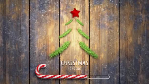 Boldog Karácsonyi Betöltési Koncepció Cukornád — Stock videók