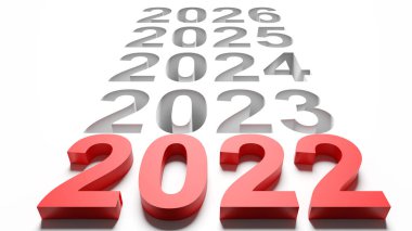 2022 Yeni Yıl Festivali için yaratıcı tasarım konsepti. 3B illüstrasyon