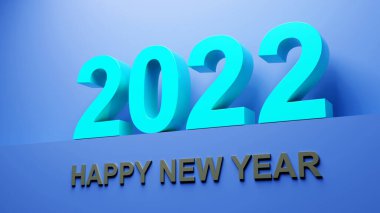 2022 Yeni Yıl Festivali için yaratıcı tasarım konsepti. 3B illüstrasyon