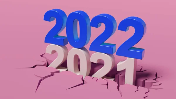 2022年の新しい年祭のための創造的なデザインコンセプト 3Dイラスト — ストック写真