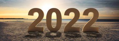 2022 Yeni Yıl Festivali için yaratıcı tasarım konsepti. 3B illüstrasyon