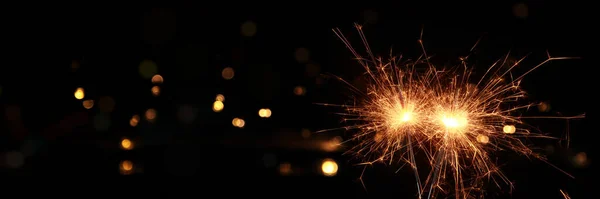 Burning Sparklers New Year Festival Background Christmas New Year Eve — Foto Stock