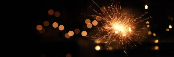 Burning Sparklers New Year Festival Background Christmas New Year Eve — Foto Stock