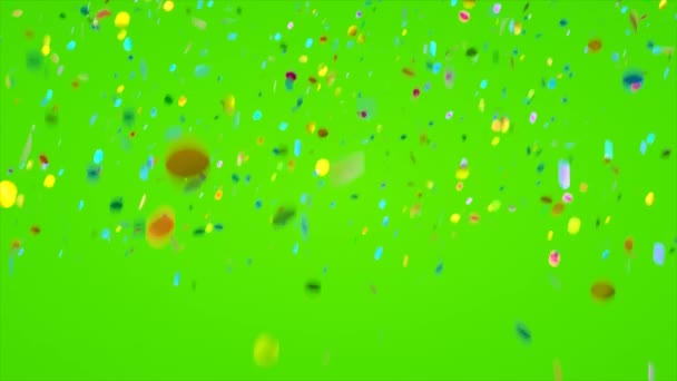 Kleurrijke Confetti Drijvend Lucht Een Lege Achtergrond Animatie — Stockvideo