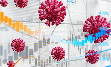 Dünya ekonomisi ve korona virüsü kavramı. Coronavirus 'un borsaya etkisi.