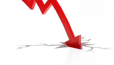 Borsa çöküşünü temsil eden grafikler. 3d illüstrasyon