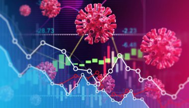 Dünya ekonomisi ve korona virüsü kavramı. Coronavirus 'un borsaya etkisi.