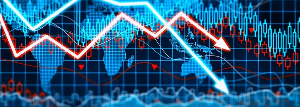 Gráficos Representando Queda Mercado Ações Ilustração — Fotografia de Stock