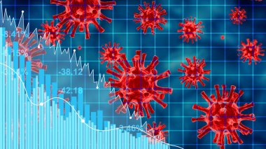 Dünya ekonomisi ve korona virüsü kavramı. Coronavirus 'un borsaya etkisi.