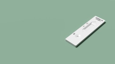 Covid hızlı antijen burun testi. Evde ya da Corona test istasyonunda kendini test et. 3d illüstrasyon