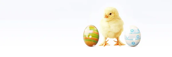 Una Decoración Pascua Con Pollo Concepto Vacaciones Pascua Con Lindo — Foto de Stock