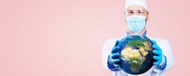 Corona virüsü salgını. Salgın virüsü koruma konsepti. 3B Hazırlama.