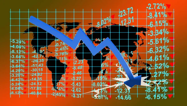 Gráficos Representando Queda Mercado Ações Ilustração — Fotografia de Stock