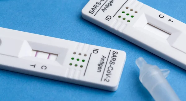 Express corona test. Positive covid antigen test.