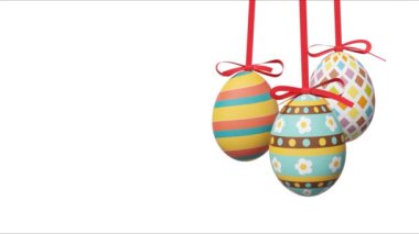 Beautiful Easter background with colorful Easter eggs. 3d animation