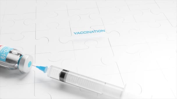 Puzzle Vaccinazione Con Siringa Medica Video — Video Stock