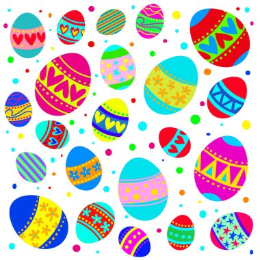 Yumurtalı Paskalya kompozisyonu. Şenlik dekorasyonu. 3d illüstrasyon