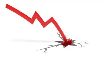 Borsa çöküşünü temsil eden grafikler. 3d illüstrasyon