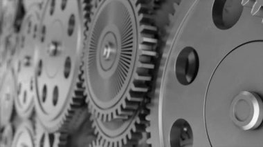 Industrial video background with gears. 3d animation.