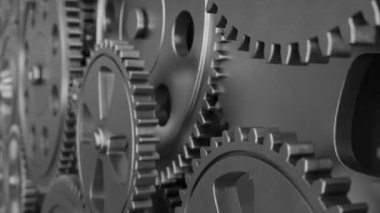 Industrial video background with gears. 3d animation.