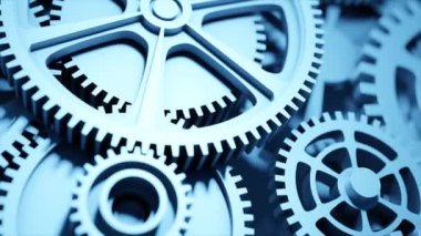 Industrial video background with gears. 3d animation.