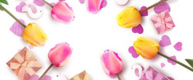 Bahar kutlaması konsepti. Kadınlar Günü için tebrik kartı.