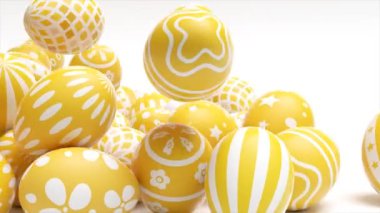 Beautiful Easter background with colorful Easter eggs. 3d animation