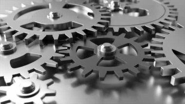 Industrial video background with gears. 3d animation.