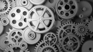 Industrial video background with gears. 3d animation.