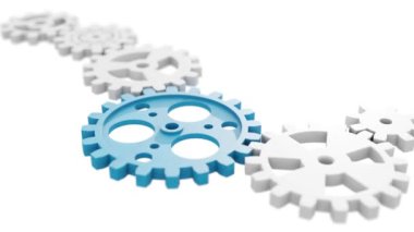 Industrial video background with gears. 3d animation.