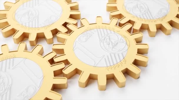 Euro Coin Gears Time Money Concept Animation — Videoclip de stoc