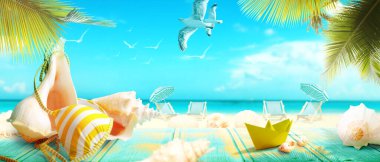 Komik ananaslı tropik yaz tatili konsepti.