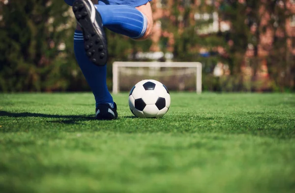 Jeu Football Traditionnel Avec Une Balle Cuir — Photo