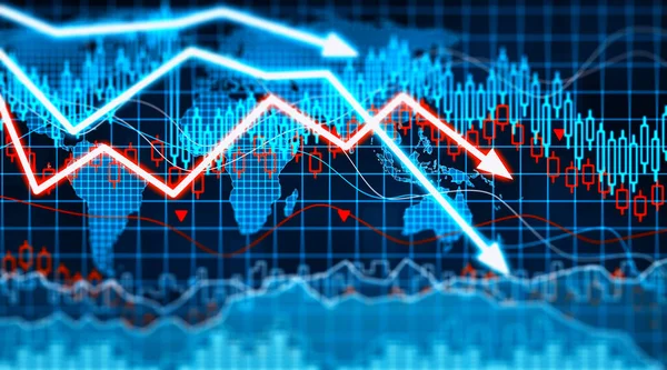 Gráficos Representando Queda Mercado Ações Ilustração — Fotografia de Stock