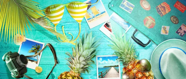 Tropisch Zomervakantie Concept Met Ananas — Stockfoto