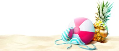 Komik ananaslı tropik yaz tatili konsepti.