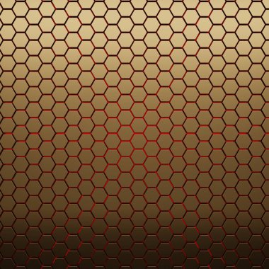 Altın metalik bal peteği ve altıgen arkaplan deseni. 3d oluşturma