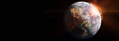 Küresel bağlantı kavramı. Dünya Gezegeni Ağ Küresi. 3d oluşturma